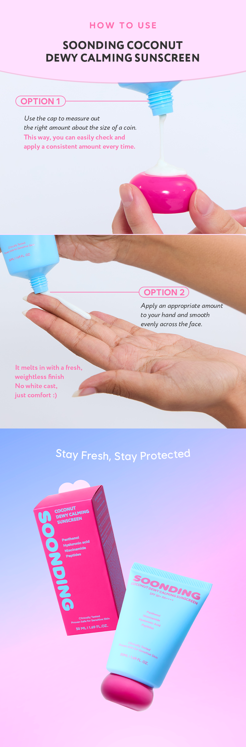 SOONDING Coconut Dewy Calming Sunscreen 50ml 배너